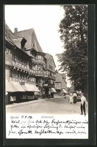 AK Goslar, Flaneure auf der Marktstrasse