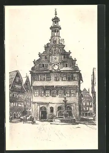 Künstler-AK Esslingen am Neckar, Altes Rathaus