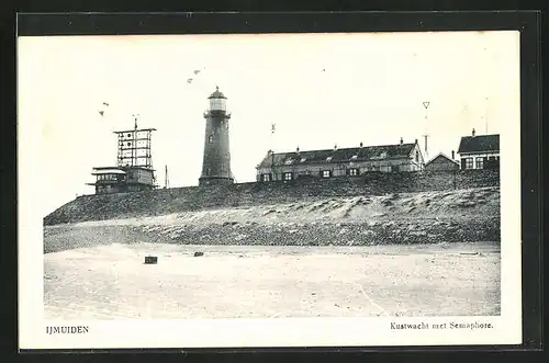 AK Ijmulden, Lustwacht met Semaphore, Leuchtturm