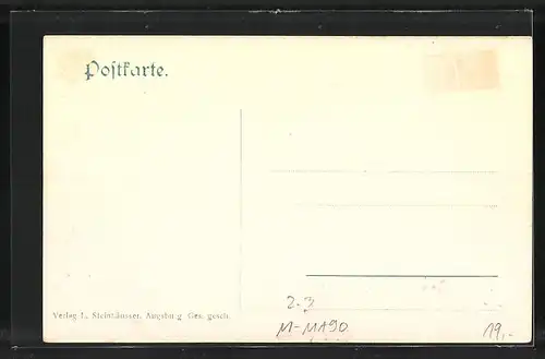 AK München, Promenadenplatz mit Denkmal, Postbote mit Brief durch zerrissenes Papier