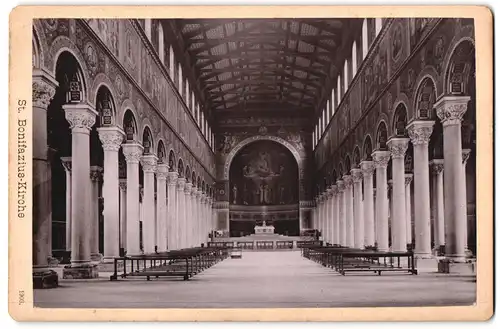 Fotografie Ferd. Finsterlin, München, Ansicht München, Inneres der St. Bonifazius-Kirche, Trockenstempel