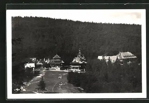 AK Radhost /Radhoscht, Celkovy pohled, Gesamtansicht der Ortschaft im Wald