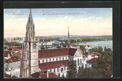 AK Konstanz, Blick auf Münster von der Stephanskirche aus
