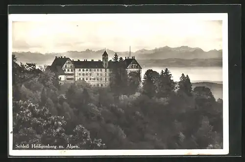 AK Heiligenberg, Schloss mit Alpen