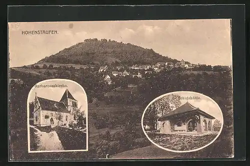 AK Hohenstaufen, Ortsansicht, Barbarossakirche, Schutzhütte