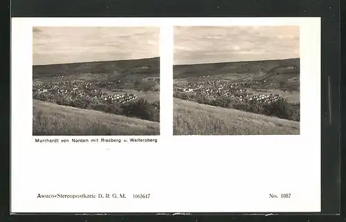 Stereo-AK Murrhardt, Teilansicht von Norden mit Riesberg und Waltersberg