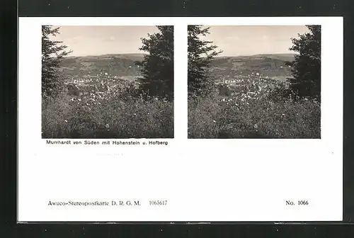 Stereo-AK Murrhardt, Teilansicht von Süden mit Hohenstein und Hofberg