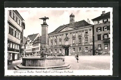 AK Esslingen, Rathaus und Krieger-Denkmal