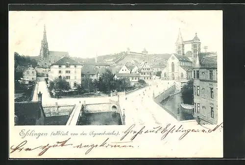 AK Esslingen, Blick von der Agnesbrücke