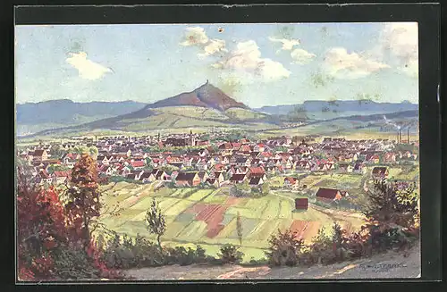 Künstler-AK Kirchheim u. Teck, Ortsansicht