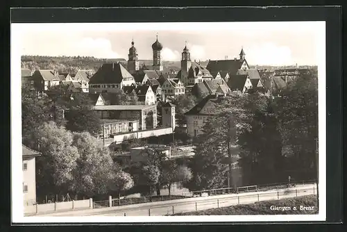 AK Giengen, Spielwarenfabrik in der Stadt, Teilansicht, Zwiebelturm