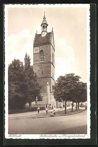 AK Fellbach, Lutherkirche u. Kriegerdenkmal