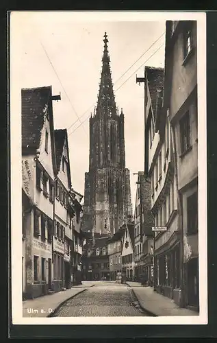 AK Ulm a. D., Münster von der Walfischgasse aus