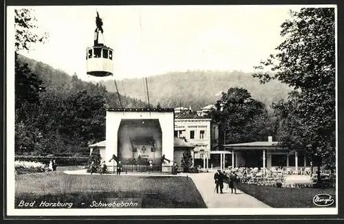 AK Bad Harzburg, Gartenwirtschaft und Schwebebahn