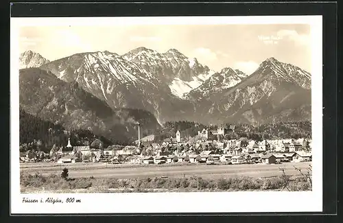 AK Füssen i. Allgäu, Teilansicht mit Köllenspitze, Schlicke & Vilser Kegel