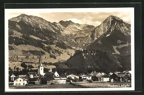 AK Fischen i. Allgäu, Teilansicht mit Kirche