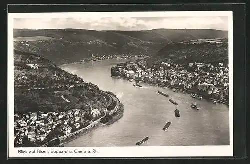 AK Filsen, Blick auf den Ort, Boppard und Camp a. Rh.