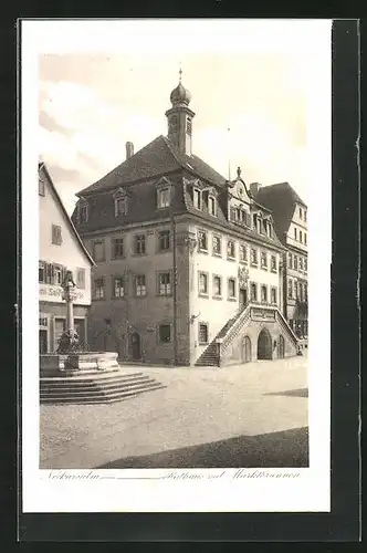 AK Neckarsulm, Rathaus mit Marktbrunnen