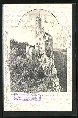 AK Lichtenstein, Blick zum Schloss Lichtenstein
