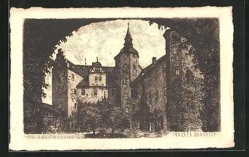 AK Ludwigsstadt, Blick auf den inneren Burghof der Burg Lauenstein