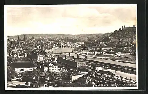 AK Würzburg, Stadtansicht vom Steinberg aus