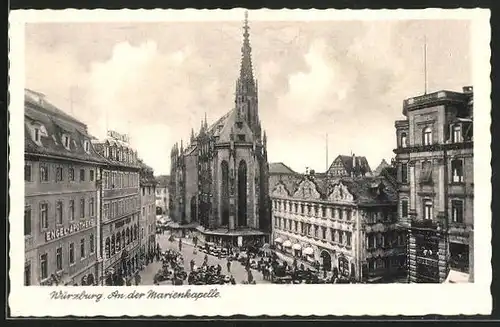 AK Würzburg, Partie an der Marienkapelle mit Engel-Apotheke