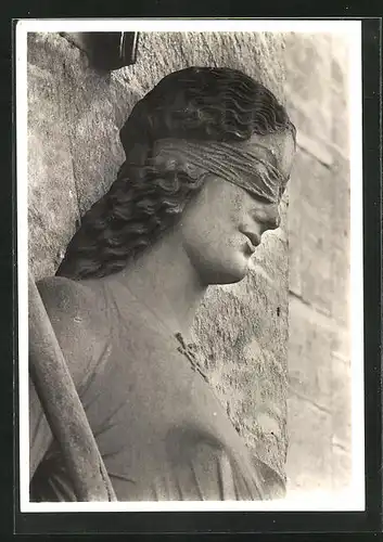 Foto-AK Walter Hege: Bamberg, Der Dom, Statue Die Synagoge am Fürstentor