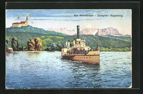 AK Dampfer Augsburg am Ammersee