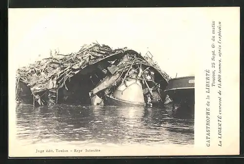 AK Toulon, Catastrophe de la Liberté, Kriegsschiff Liberté nach der Explosion, Seenotrettung