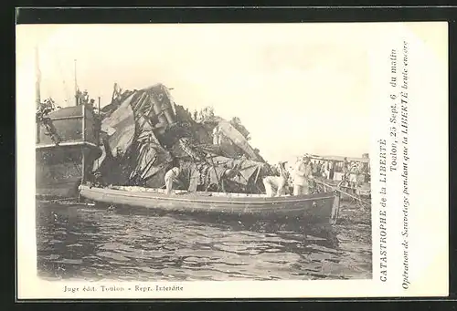 AK Toulon, Catastrophe de la Liberté, Seenotrettung des brennenden Kriegsschiffes Liberté