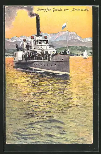 Künstler-AK Dampfer Gisela auf dem Ammersee