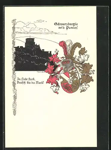 Künstler-AK Schwarzburg, Studentenwappen der Burschenschaft Schwarzburgia