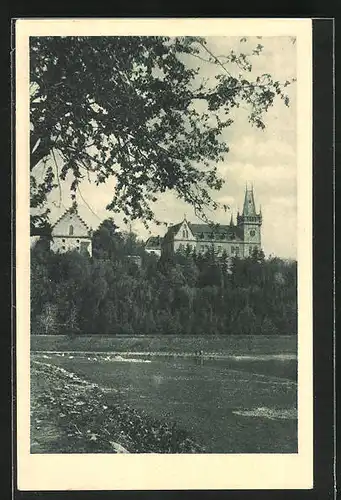 AK Zruc n. Sáz, Zámek, Blick zum Schloss