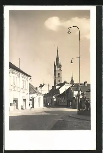 AK Tschaslau / Caslav, Strassenpartie in der Innenstadt