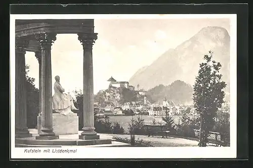 AK Kufstein, Blick vom Listdenkmal auf die Ortschaft