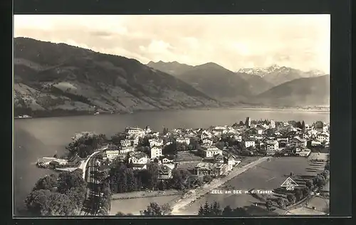 AK Zell am See, Ortsansicht mit den Tauern