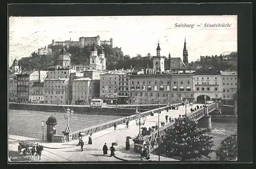 AK Salzburg, Staatsbrücke und Hohen-Salzburg