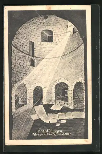 Künstler-AK Hohentübingen, Fehmgericht im Schlosskeller