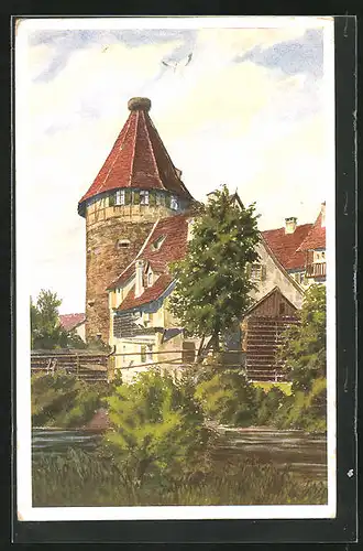 Künstler-AK Reutlingen, Der Storchenturm