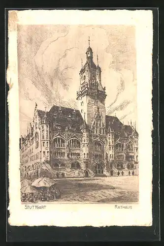 Künstler-AK Stuttgart, Rathaus