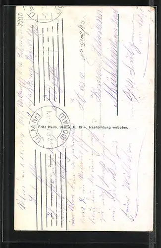AK Ulm a. D., Küferei Richard Kraut in der Walfischgasse, Münster