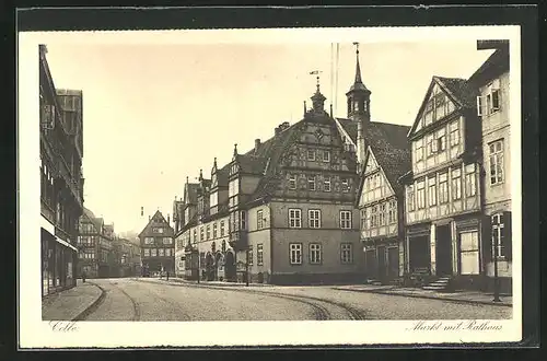 AK Celle, Markt mit Rathaus