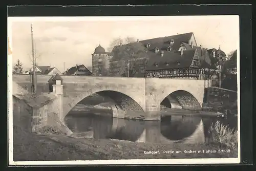 AK Gaildorf, Partie an der Kocher mit altem Schloss