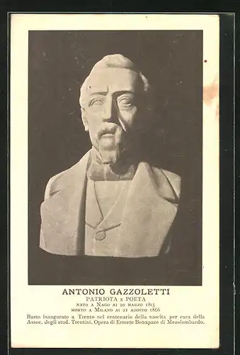 AK Büste Antonio Gazzoletti, Patriota e Poeta