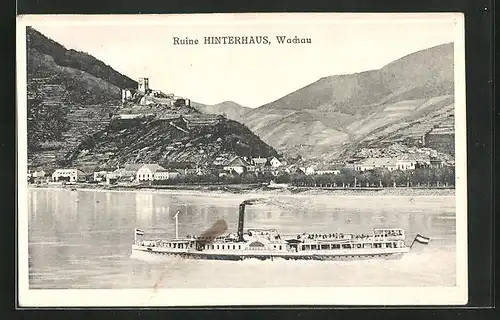 AK Wachau, Ruine Hinterhaus und Binnenschiff Habsburg