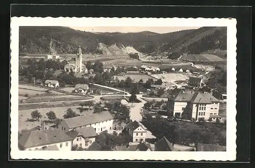 AK Stechovice, Ortsansicht mit Kirche