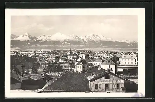 AK Poprad, Teilansicht mit Hoher Tatra