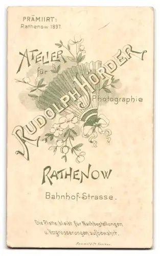 Fotografie Rudolph Hörder, Rathenow, Bahnhofstr., Portrait Zietenhusr in Uniform mit Zentenarmedaille