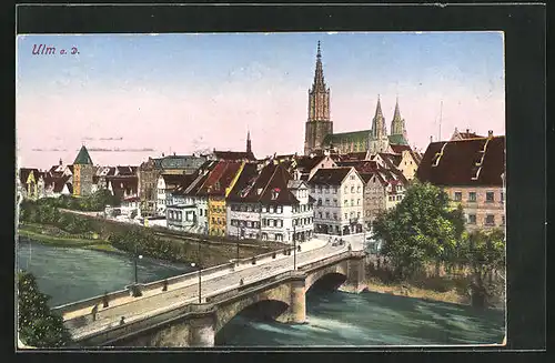 AK Ulm a. D., Teilansicht mit Münster