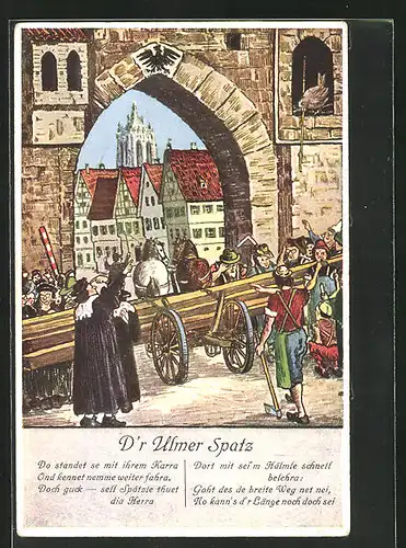 Künstler-AK Ulm, Bürger lassen sich vom Ulmer Spatz belehren